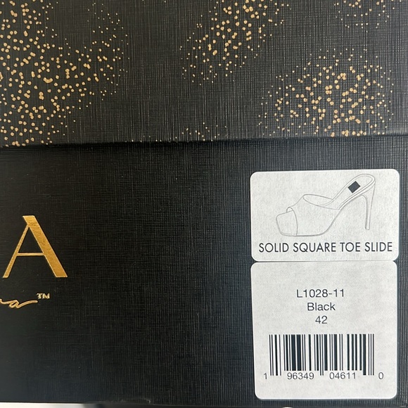 LITA by Ciara Black Solid Square Toe Slide Sandals, L1028-11 Size 42 New in Box - Picture 12 of 14